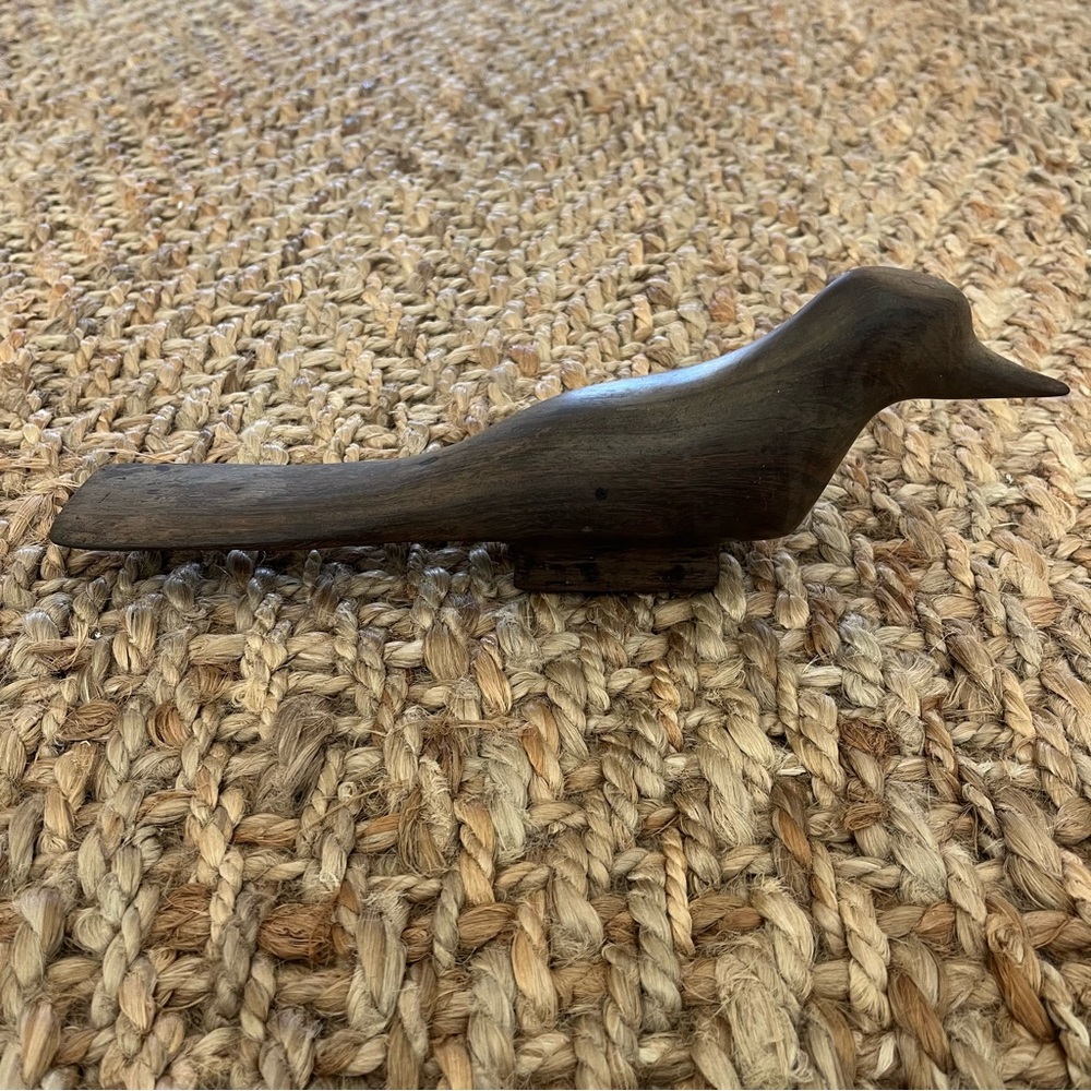 Vintage Carved Ironwood? Bird Figure Brown Roadrunner Minimalist MCM Art Smooth